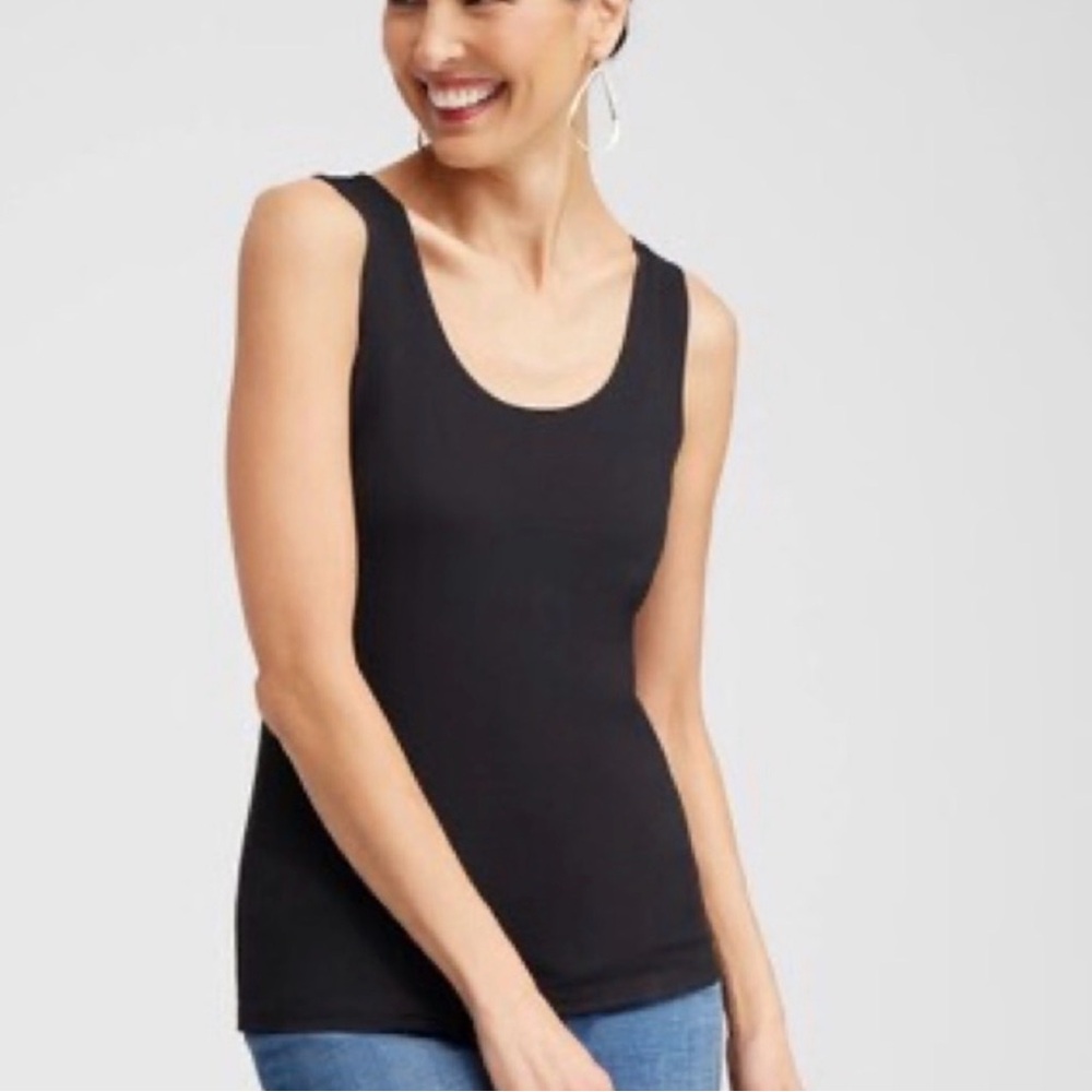 Chico’s New Black Timeless Basic Knit Stretch Tank Size 3 XL NWT Shirt